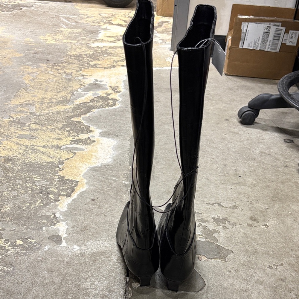 BNWT H&M Croc Black Knee-High Boots - Picture 9 of 12